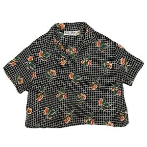 VINTAGE Collared Shirt • Grid and Floral Patterned• US Medium